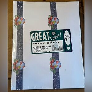 Great Papers!  Globe Ornament Postcards 6 Sheets/ 25 Envelopes